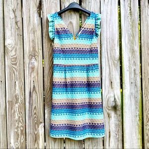 Tabitha ombré v-neck tea house fitted ruffle dress